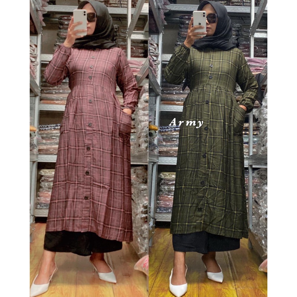 TUNIK DAILY MIDI DRESS RAYON - Fashion Harian Bahan Rayon Premium