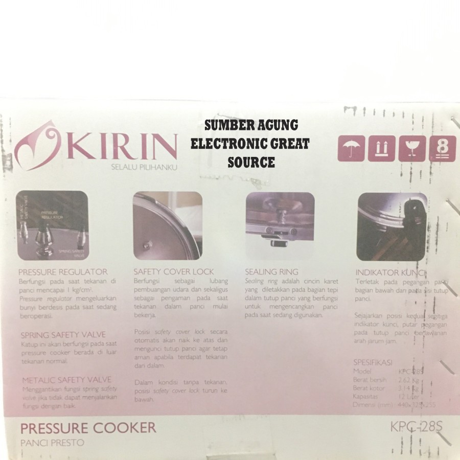 Kirin Panci Presto KPC28S KPC28 12Liter 12 Liter Pressure Cooker