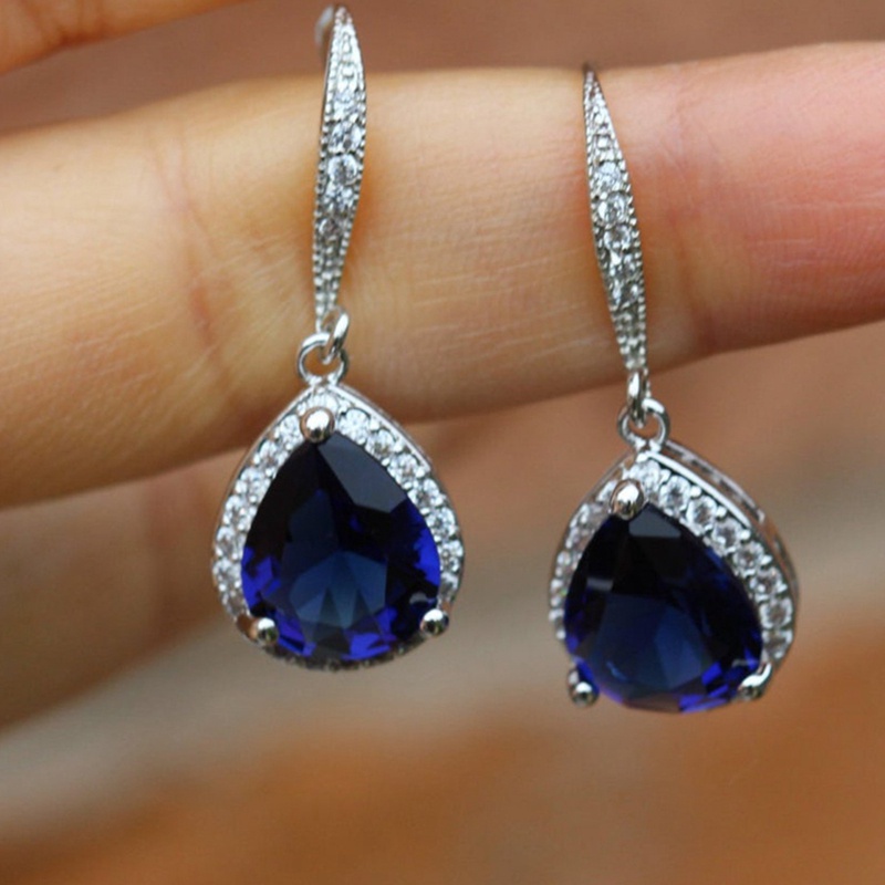 Classic Drop Earring For Women White/Blue/Purple CZ Stone Wedding Engagement Party Accessories Simple And Elegant Jewelry