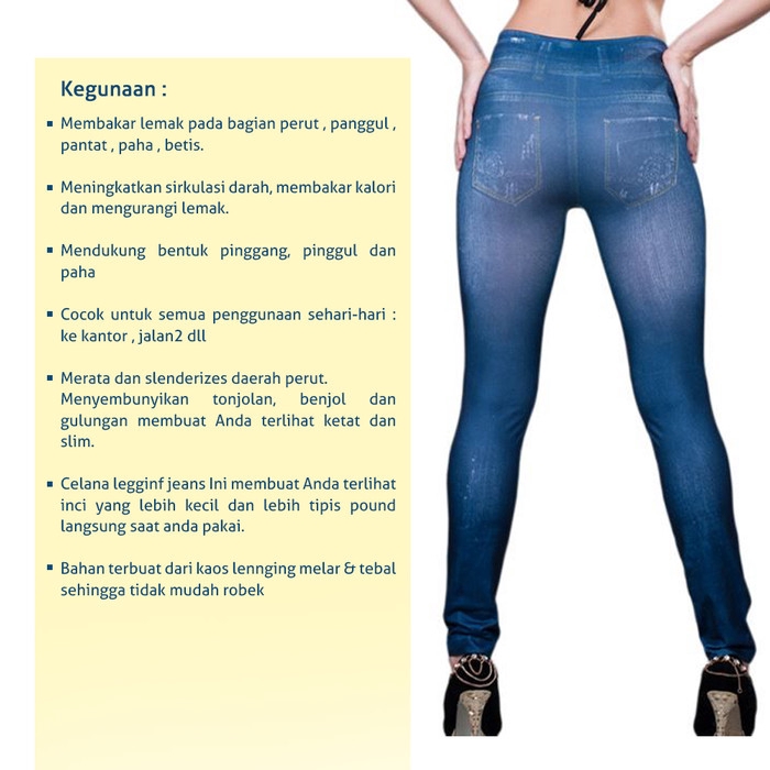 Celana legging Jeans wanita slim n lift panjang karet elastis tubuh ramping fleksibel denim simple