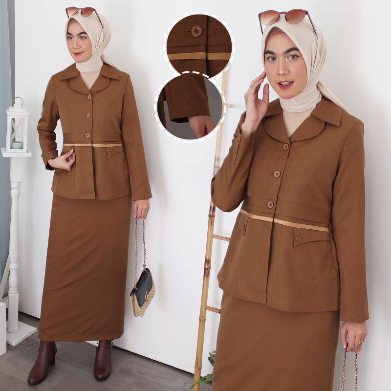 Seragam Pemda Baju dinas Wanita Pemda Aceh  Blazer PNS ASN Keki seragam Pemda Khaki Wanita Baju Guru Coklat Tua