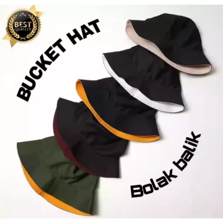 Topi Bucket polos Bolak balik  Terbaru