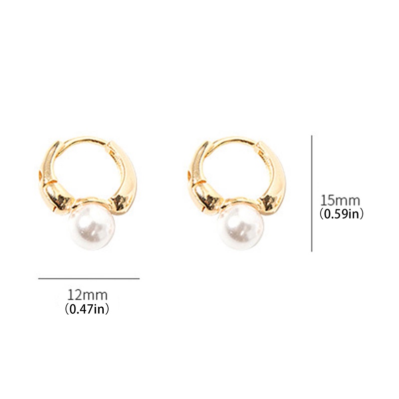 Anting Hoop Warna Silver Aksen Mutiara Gaya Korea Untuk Wanita