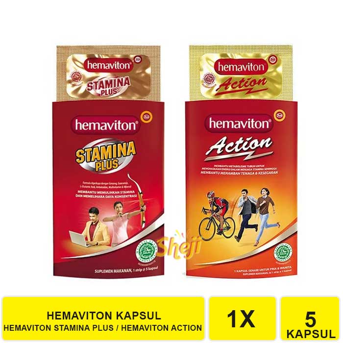 HEMAVITON ACTION &amp; HEMAVITON STAMINA PLUS MUTLIVITAMIN 1 STRIP ISI 5 KAPSUL