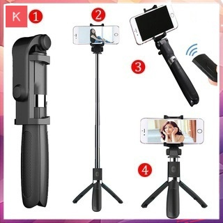 ANG Tongsis Tripod Bluetooth 4in1 Selfie Stick Remote Action Cam macaron R1