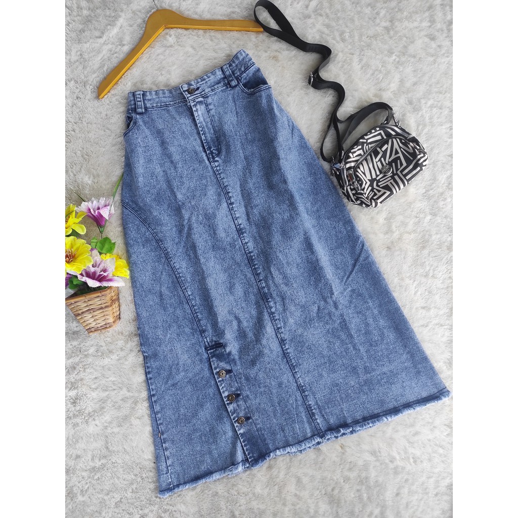 Sania #039 Rok Jeans Span Panjang Warna Snow Variasi Kancing Rawis Fit L-XXL/Kirei Fashion Jeans-1