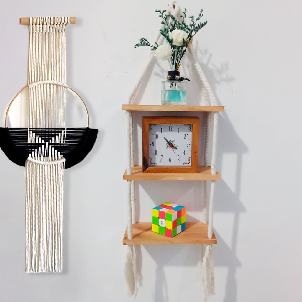 (PROMO TER MURAH) Rak Dinding Gantung macrame ambalan/ rak gantung aestetik panjang 20CM
