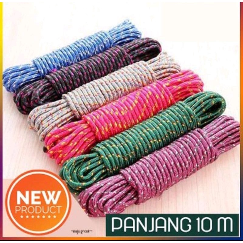 Tali Jemuran Nilon 10 Meter Anti Selip Nylon Warna-i Cantik Kuat Murah Kuat Praktis