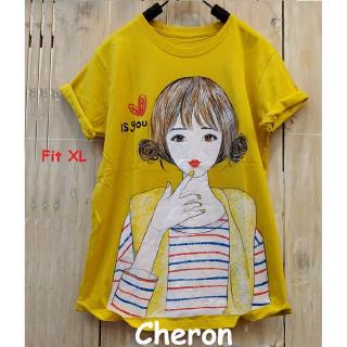 CHERON 17469 Kaos  Oblong  Wanita  Dewasa Fit XL Baju Cewek 