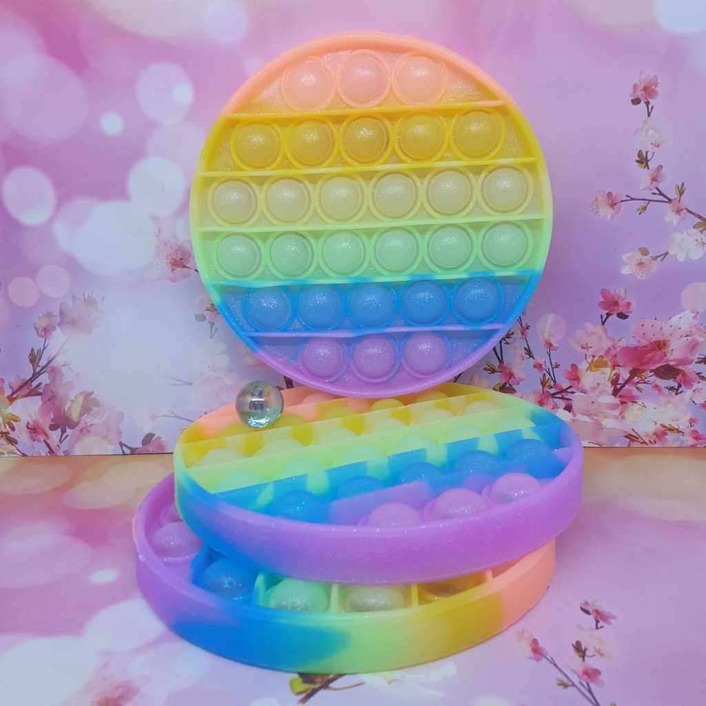 8T NEW FIDGET POP IT MURAH POP IT RAINBOW POP IT VIRAL TIKTOK-BULAT RAINBOW GLITER