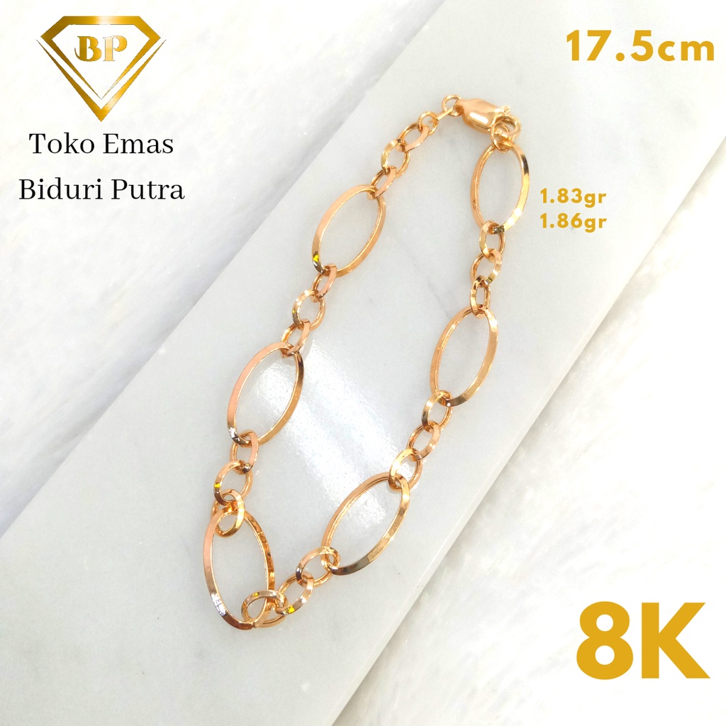 Gelang Fancy Perhiasan Emas Kuning Asli Model Terbaru Kadar 8K/375 toko emas biduri putra