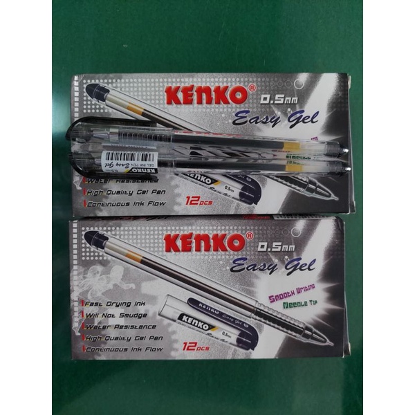 PULPEN KENKO EASY GEL 0.5mm WARNA (1 LUSIN) HITAM MERAH BIRU BERKUALITAS ORI / KENKO EASY GEL HITAM 