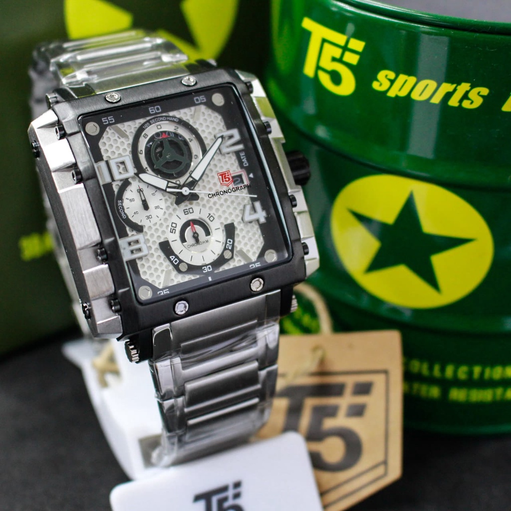 JAM TANGAN PRIA T5 H 3802G CHRONOGRAPH ORIHINAL TAHAN AIR FREE BOX PAPPER BAG/JAM TANGAN COWOK ORI MEREK T5 H 3802G ORIGINAL