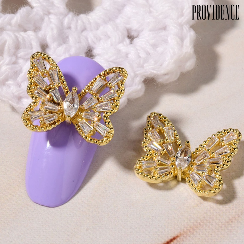 Providence Hiasan Kuku Kupu-Kupu 3D Bahan Metal Anti Oksidasi / Pudar Untuk Nail Art / Manicure DIY Butterfly