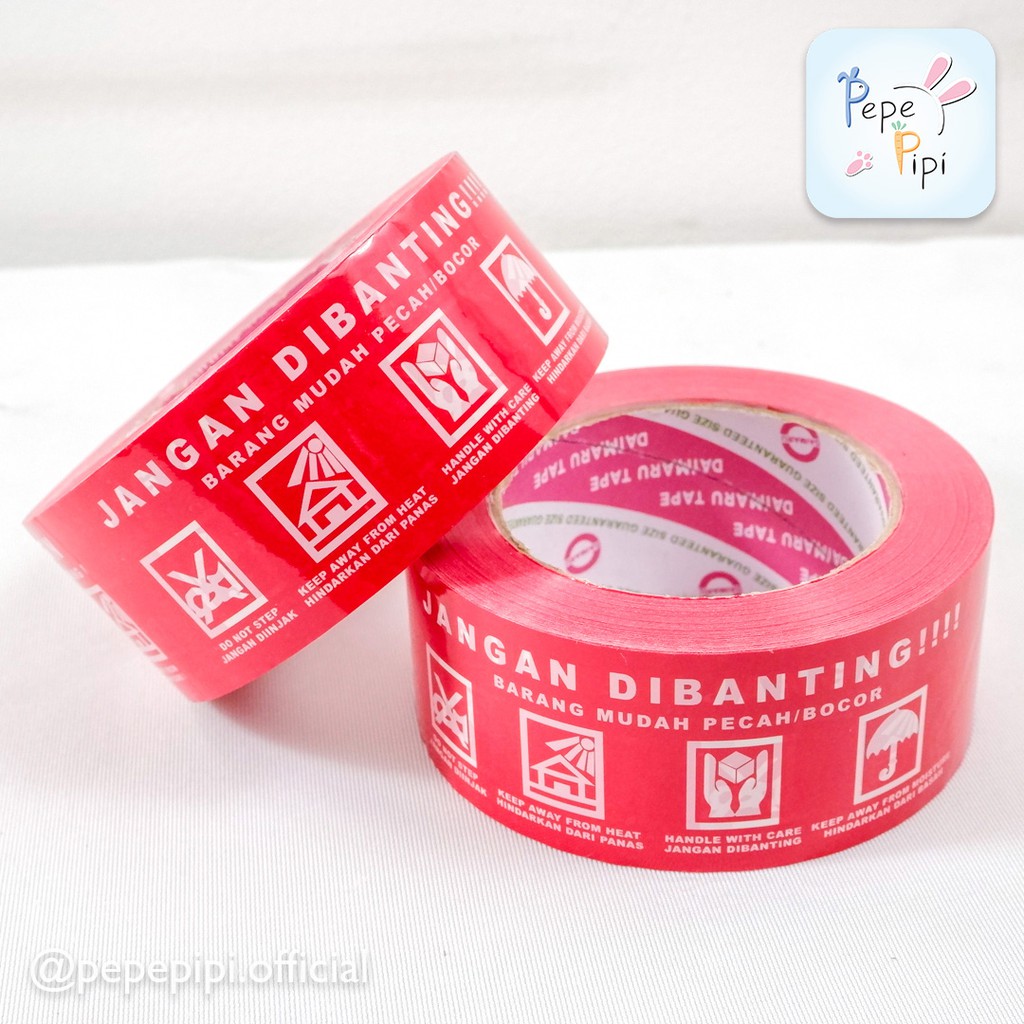 

Lakban Merah Fragile Jangan di banting Daimaru & Nanko Lebar 2 inch Panjang 100 meter