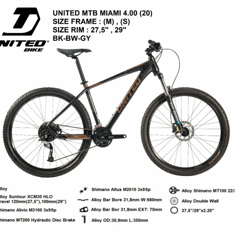 SEPEDA GUNUNG UNITED MIAMI 4.0 27.5 INCH