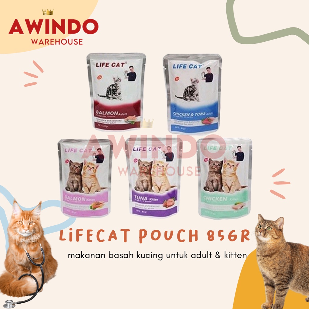 LIFE CAT 85GR SACHET POUCH - Makanan Kucing Basah Kucing Lifecat Adult Kitten