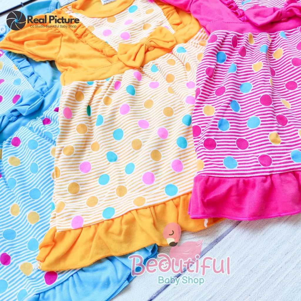 Dress Bayi Perempuan Motif Polka Balon / Rok Baju Bayi Perempuan  Merk Syifana / Baby.ou