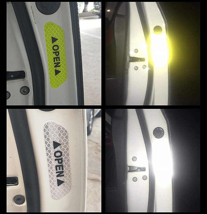 3D Sticker Reflector Carbon (4 pcs) Open Pintu Mobil Stiker Reflektor