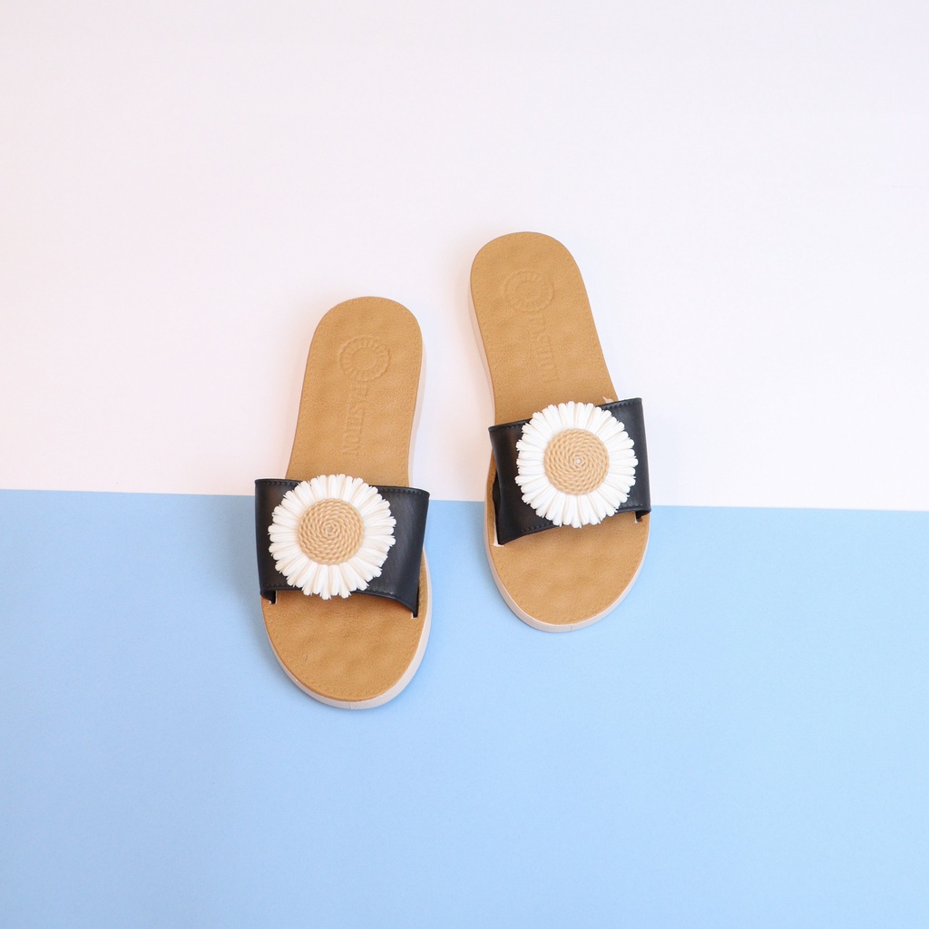 Sunflo Sandal Selop Wanita Slip On Teplek Bunga Matahari- Demorin Shoes