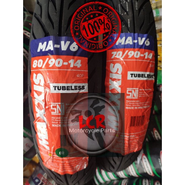[ASLI 100%] Paket Ban Tubles Matic // 70/90 + 80/90-14 Maxxis 1Set MA-V6 Tubeless Motor Metik Ukuran