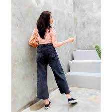 Celana Kulot Jeans Rawis Tebal PremiumBLACK SNOW