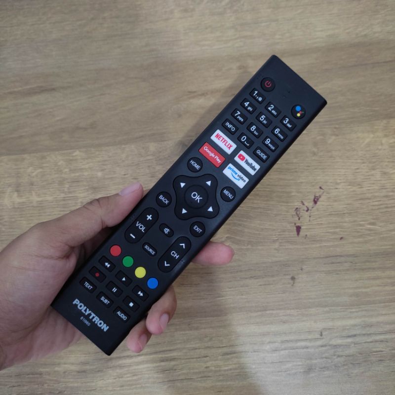 Remot TV POLYTRON Smart Android TV LED Original 100% Support Bluetooth Google Assistant Terbaru - Re