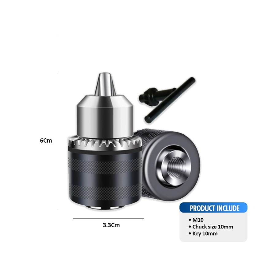 Kepala Bor 10 mm Untuk Mesin Gerinda 4inch Arbor M10 Drat Drill Chuck Grinder 4&quot; 4 inch 1.5 - 10mm cocok untuk Adaptor Dinamo