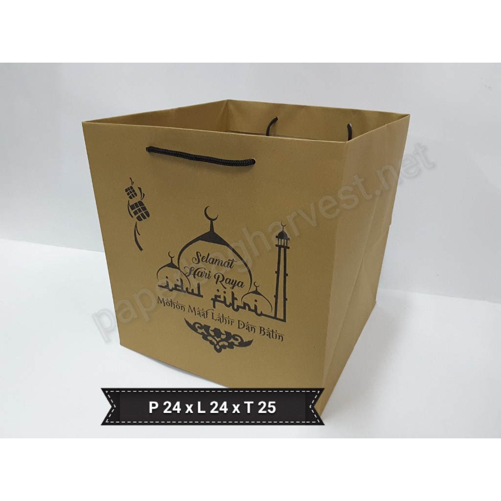 Paper bag Idul Fitri kraft coklat untuk kotak nasi