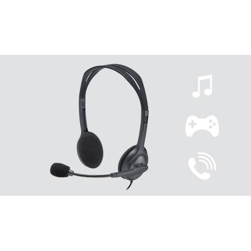 Headset Stereo Logitech H111 With Mic Original Headphone Logitech