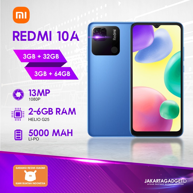 Redmi 10A 3GB+32GB / 3GB+64GB Garansi Resmi Xiaomi 15 Bulan