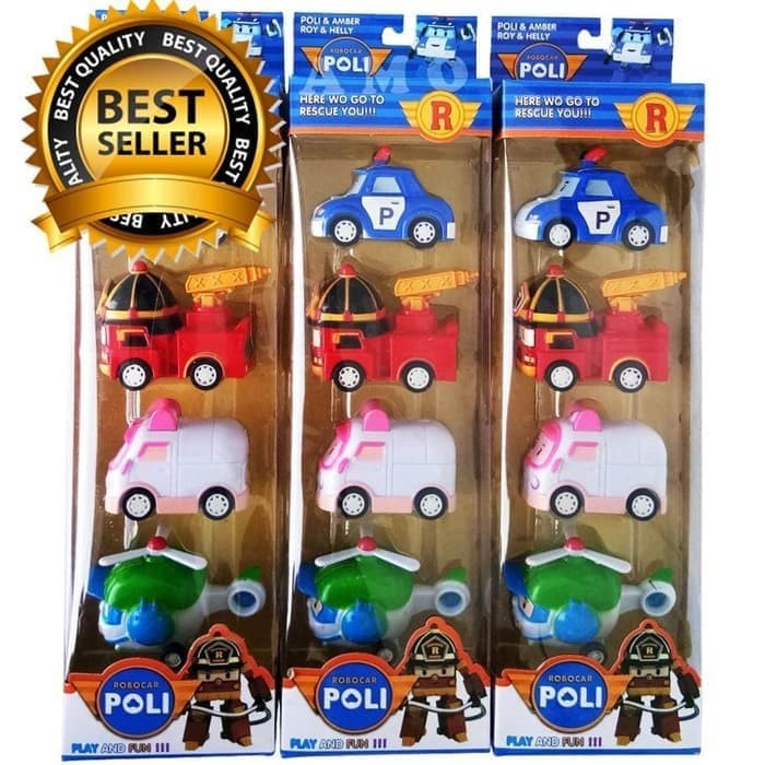 robocar poli 4 pcs mainan anak mobil mobilan dorong poli