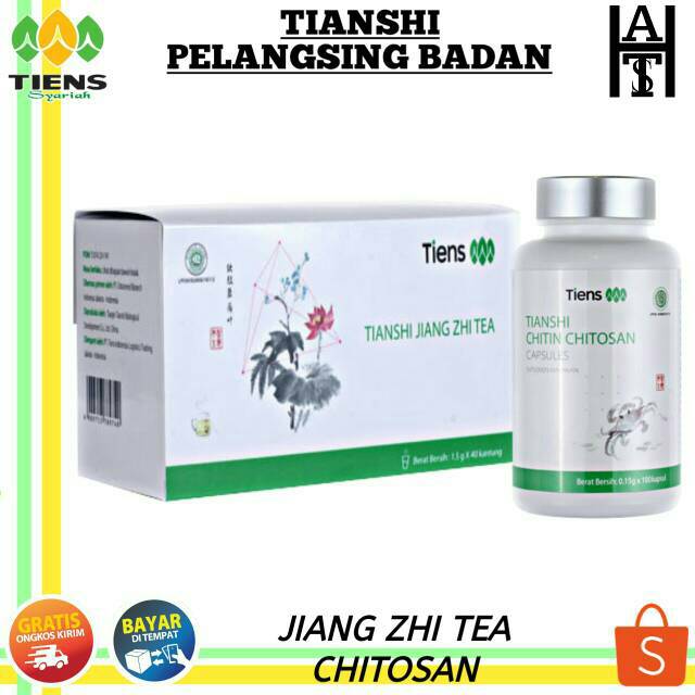 Paket Pelangsing Tiens 1 box Teh Jiang Zhi & 1 botol Chitosan