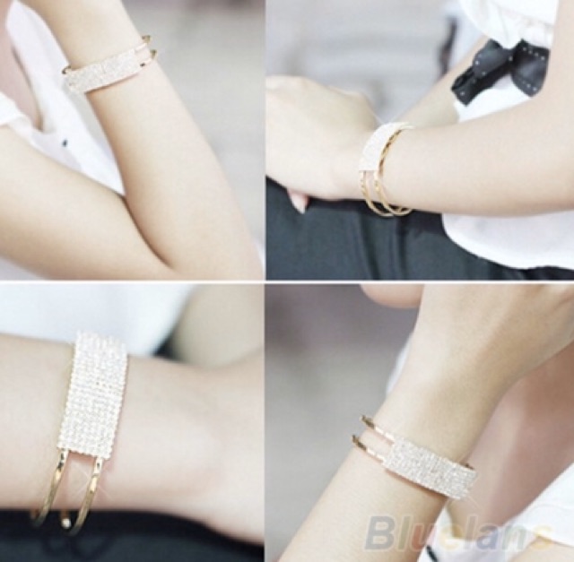 Gelang wanita fashion dengan kristal yang bening