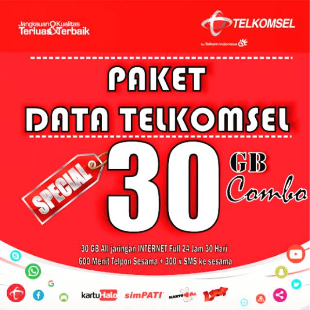 Paket Combo Simpati Telkomsel 30gb Shopee Indonesia