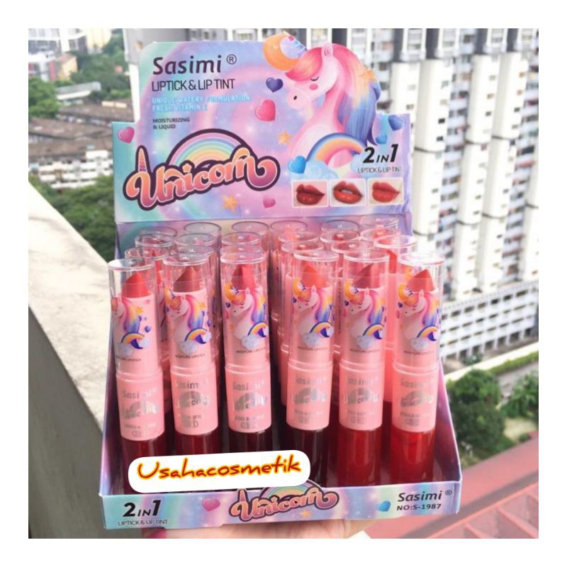 [6PCS] LIPSTICK &amp; LIP TINT SASIMI UNICORN 2IN1 S-1987