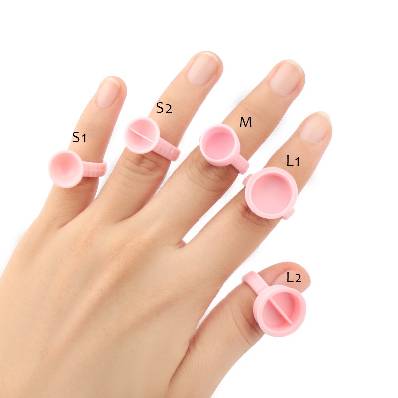 100 Pcs Cincin Holder Lem Bulu Mata Palsu Bahan Plastik