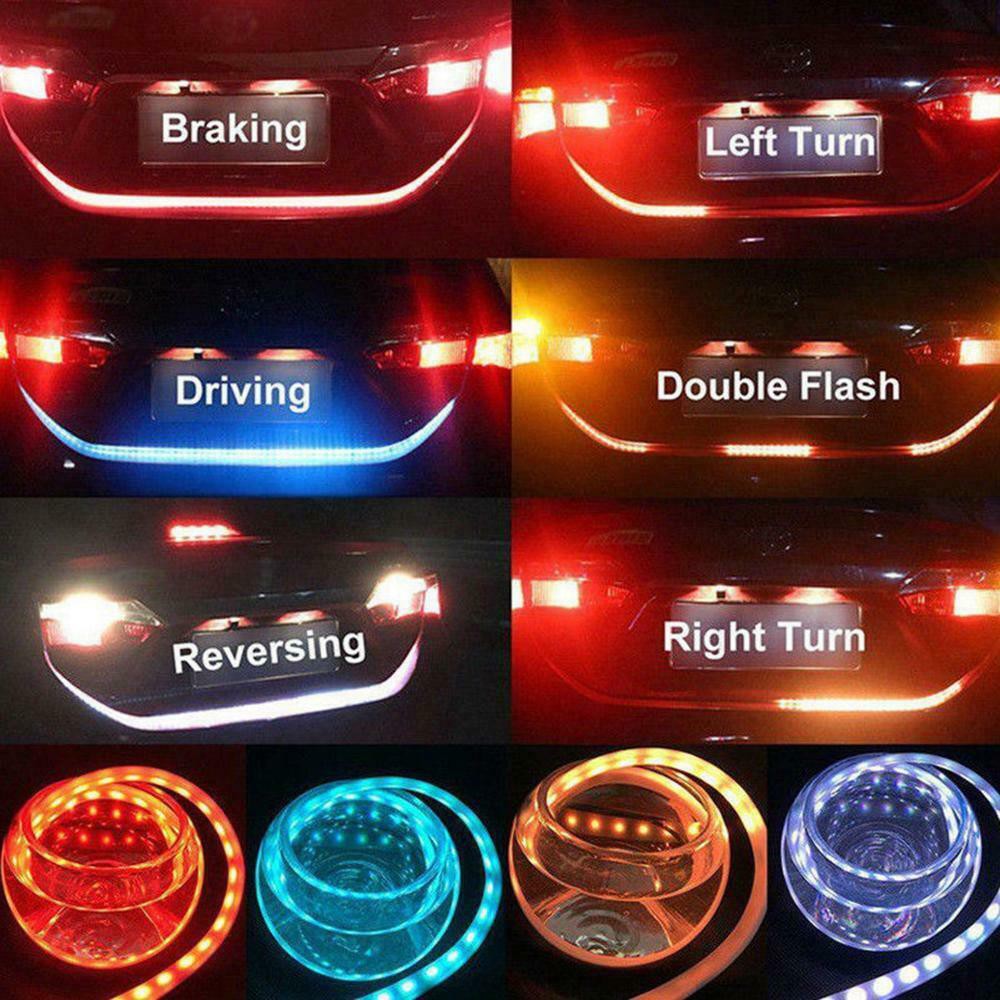 Flexible LED Strip Tailgate Light RGB Trunk Running Berjalan Lampu DRL Bagasi Belakang 120cm