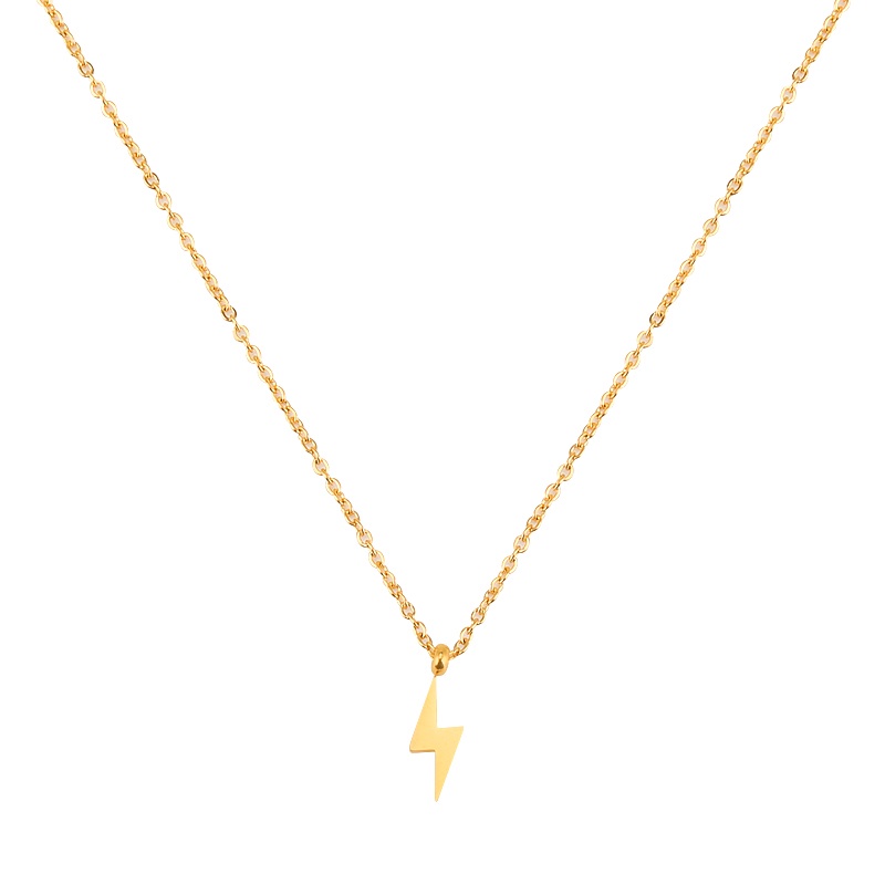Kalung Rantai Dengan Liontin Bentuk Petir Warna Emas Untuk Wanita