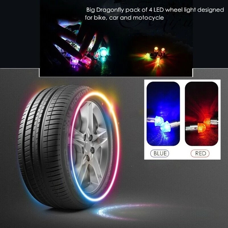 2pcs Tutup Pentil Ban Sepeda / Mobil Dengan Lampu Neon Led Anti Air / Debu