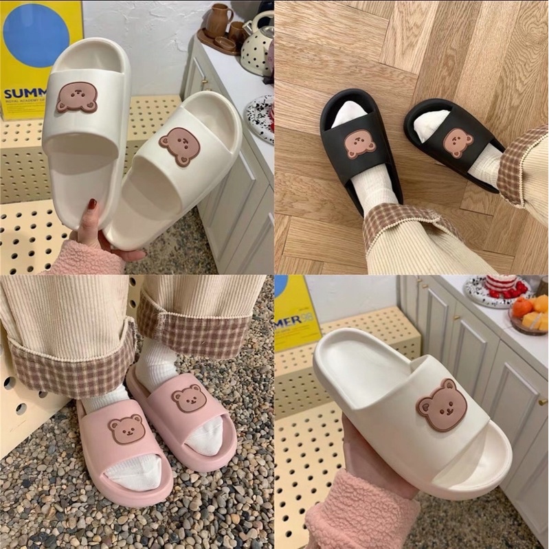 Sendal Slop Sandal Karet EF04 Cute Bear Sandal Slop Slip On Teplek Wanita Sandal Cewek PRIA ACC