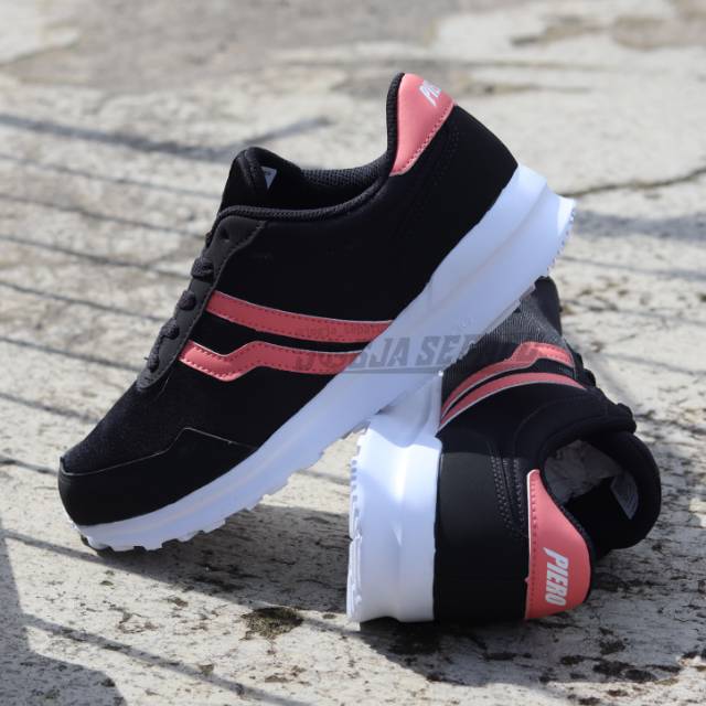 Piero Sepatu Sneakers Wanita City Core B W - Black Pink White
