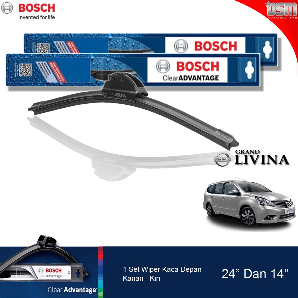 Bosch Clear Advantage Frameless / Wiper Frameless Nissan Grand Livina 24&quot; dan 14&quot; / Wiper Livina