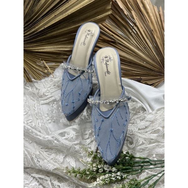 sepatu pesta wanita azwa iceblue 10cm