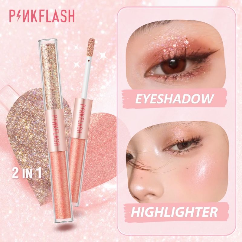 PINKFLASH Liquid Eyeshadow Highlighter Glitter 2 In 1 All Glow PF-E18 ...