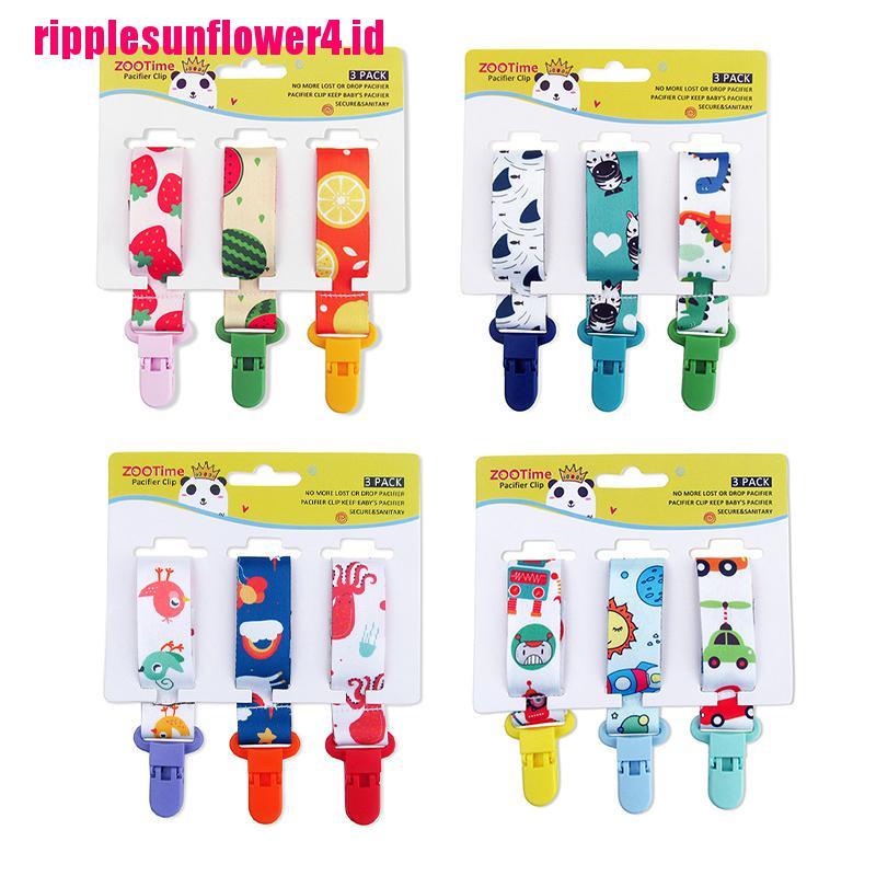 3pcs / Set Klip Penyangga Pacifier Dengan Bahan Plastik Dan Gambar Kartun