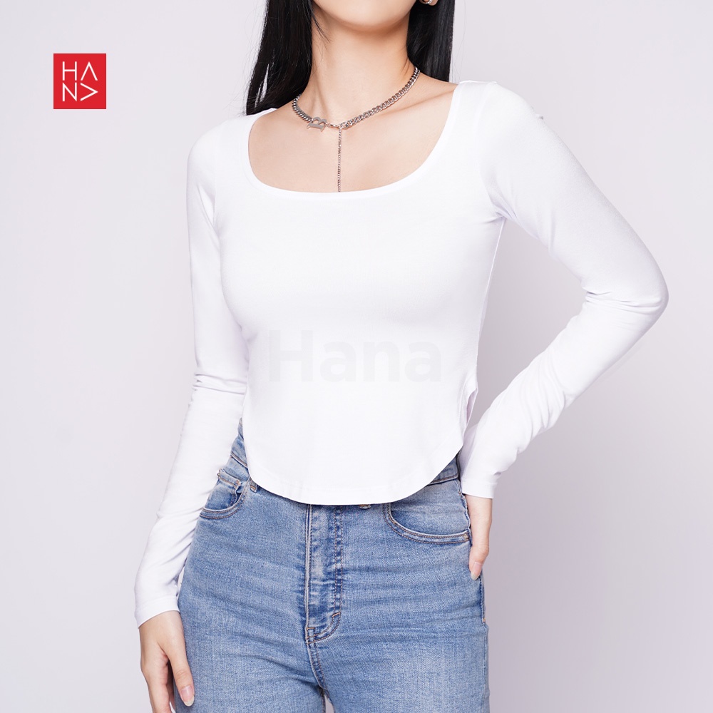 Hana Fashion - Luna Square Neck Long Sleeve Shirt Blouse - CT258