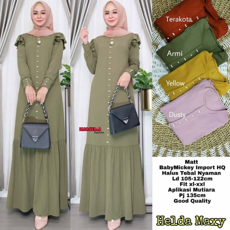 Baju Gamis Helda Maxy Pesta Kondangan Mewah Terbaru 2022 Gsmis Cewek Import Premium Perempuan Remaja