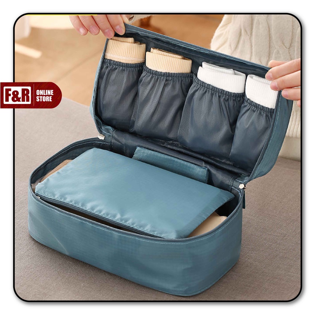 Tas Organizer Travel Pouch Tempat Penyimpanan Pakaian Dalam Bra Celana Dalam Pembalut Serbaguna Traveling Bag Multifungsi Gaya Korea