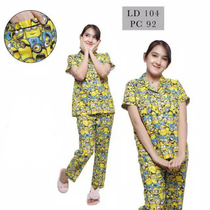 BAJU TIDUR WANITA/PIYAMA WANITA KATUN MOTIF KEROPY CP/PP